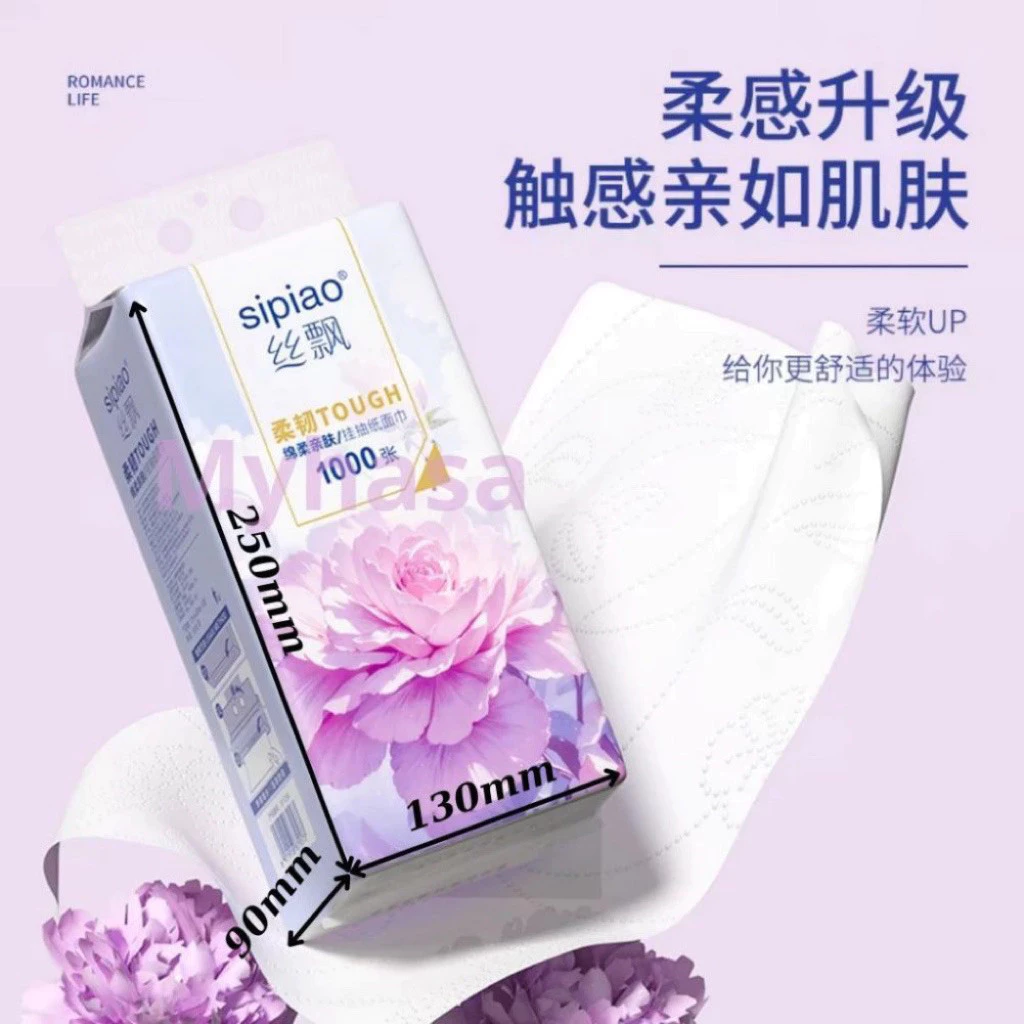 Thùng 10 Bịch Giấy Treo Đa Năng SIPIAO Hoa Mẫu Đơn, Giấy Vệ Sinh Treo Trường 4 Lớp ( 1000