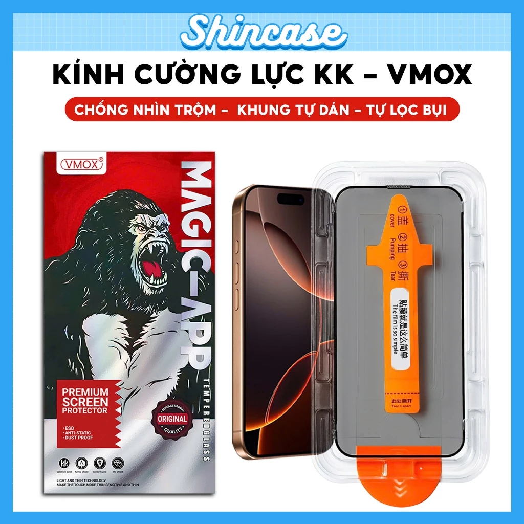 Cường Lực iPhone KK VMOX Tự Dán Tự Hút Bụi, Chống Nhìn Trộm Full Màn Cho iPhone X/XS/XR/11