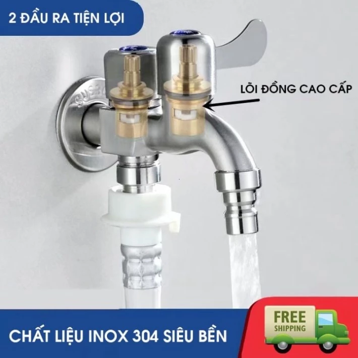 Đầu vòi inox 304 đầu vòi 2 đầu ra tiện lợi
