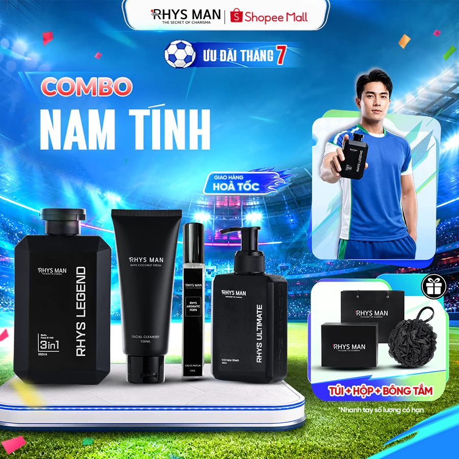 Combo Sữa tắm gội nam 3in1 & Sữa rửa mặt nam 100ml & Dung dịch vệ sinh 100ml & Nước hoa na